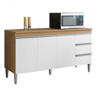 Gabinete Multiuso Andreia Amendoa/ Bc 160cm 3portas 3gavetas Cor Branco - 1