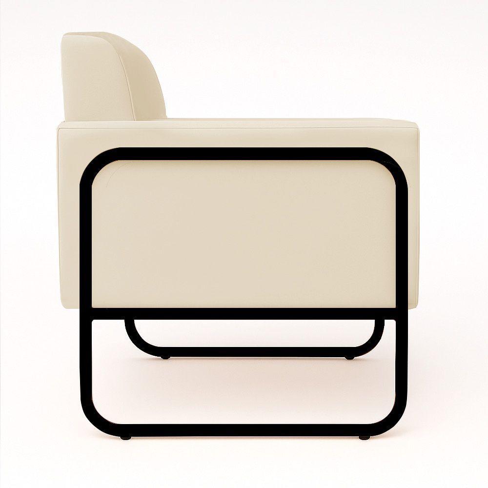 Poltrona Sala Industrial Alta Tubo Preto Kit 2 Elisa Suede Bege D03 - D'rossi - 2