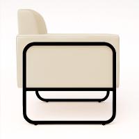 Poltrona Sala Industrial Alta Tubo Preto Kit 2 Elisa Suede Bege D03 - D'rossi - 2