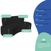 Sofá Curvo 4 Lugares Amsterdã 200cm Suede Cor Preto