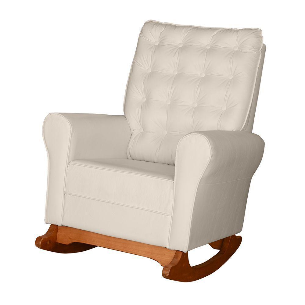 Poltrona De Amamentação E Balanço Páris C/ Puff Corino Bege - 5