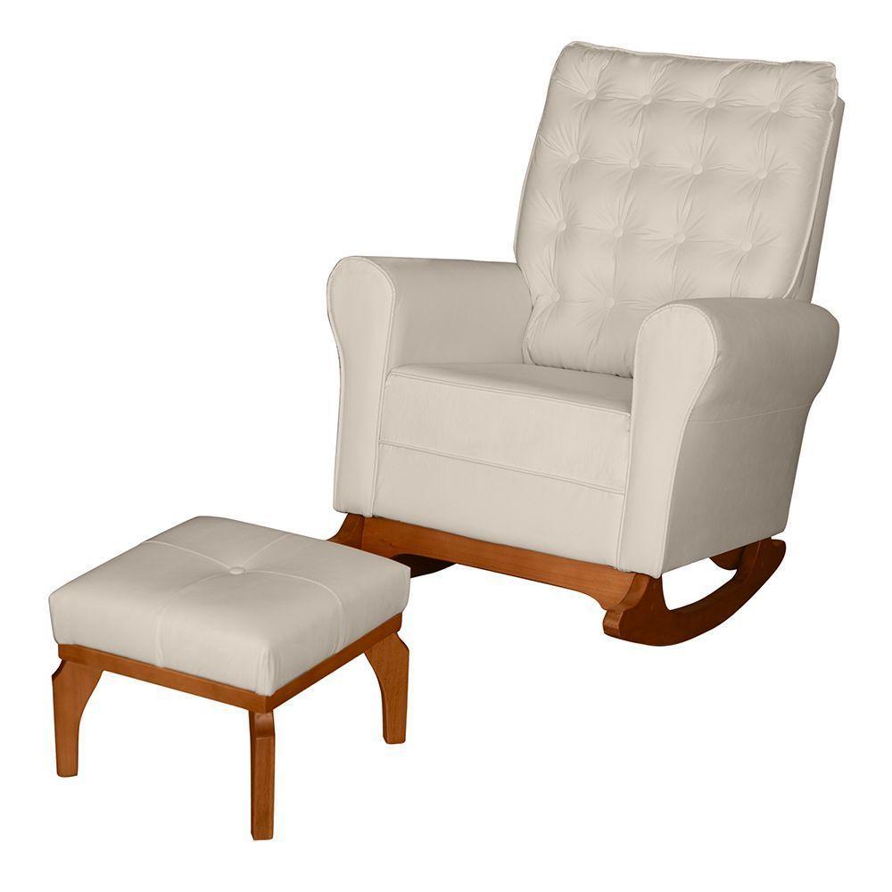 Poltrona De Amamentação E Balanço Páris C/ Puff Corino Bege - 7