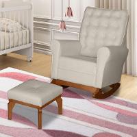 Poltrona De Amamentação E Balanço Páris C/ Puff Corino Bege - 1
