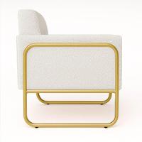 Poltrona Sala Industrial Alta Tubo Dourado Kit 2 Elisa Bouclê D03 - D'rossi Cor Off White - 7