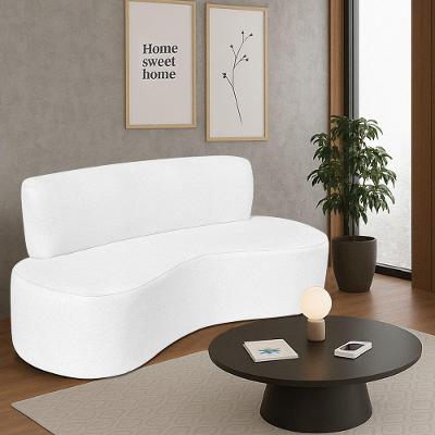 Sofá Curvo 3 Lugares Amsterdã 180cm Suede Cor Branco