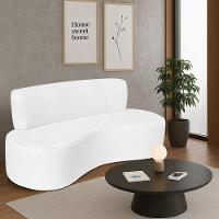 Sofá Curvo 3 Lugares Amsterdã 180cm Suede Cor Branco - 1