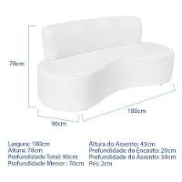 Sofá Curvo 3 Lugares Amsterdã 180cm Suede Cor Branco - 3