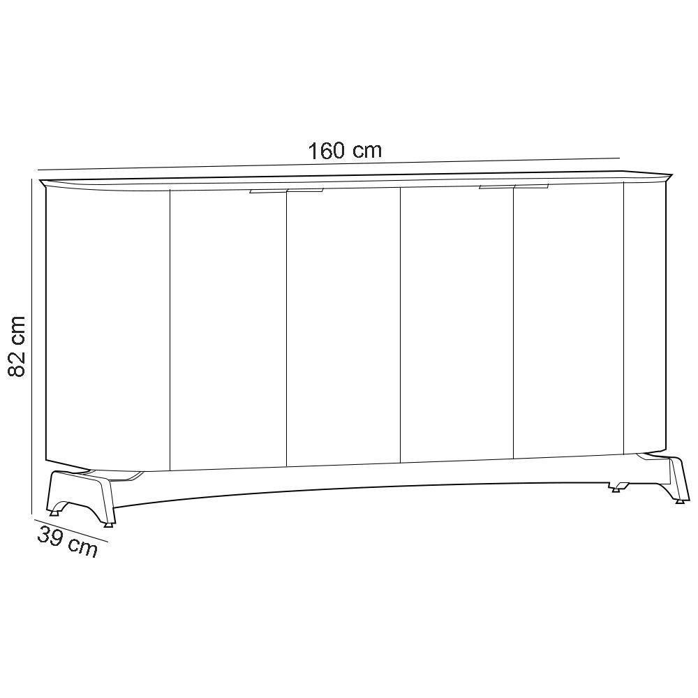 Kit Aparador Buffet Com Cristaleira Para Sala De Jantar Verbena N01 Off White Ypê - Lyam Decor - 7