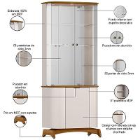 Kit Aparador Buffet Com Cristaleira Para Sala De Jantar Verbena N01 Off White Ypê - Lyam Decor