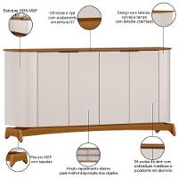 Kit Aparador Buffet Com Cristaleira Para Sala De Jantar Verbena N01 Off White Ypê - Lyam Decor - 5