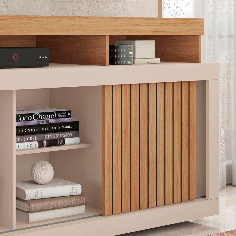 Painel Tv 60 Pol 180cm E Bancada Com Rodízio Sala Navel C01 - D'rossi Buriti-off White - 4