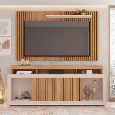 Painel Tv 60 Pol 180cm E Bancada Com Rodízio Sala Navel C01 - D'rossi Buriti-off White