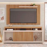 Painel Tv 60 Pol 180cm E Bancada Com Rodízio Sala Navel C01 - D'rossi Buriti-off White - 1