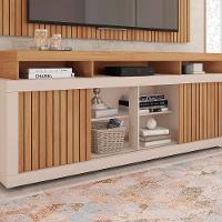 Painel Tv 60 Pol 180cm E Bancada Com Rodízio Sala Navel C01 - D'rossi Buriti-off White - 3