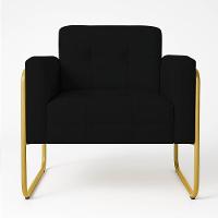 Poltrona Sala Industrial Alta Tubo Dourado Kit 2 Elisa Sintético D03 - D'rossi Cor Preto - 5