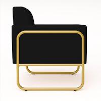 Poltrona Sala Industrial Alta Tubo Dourado Kit 2 Elisa Sintético D03 - D'rossi Cor Preto - 7