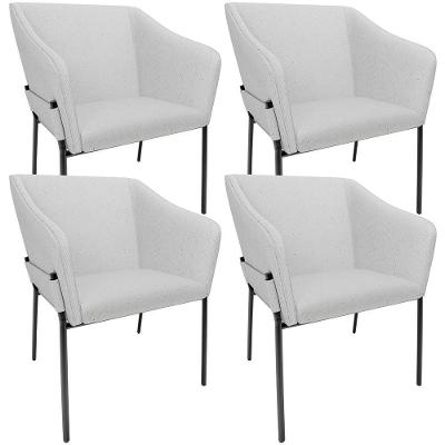 Kit 4 Cadeiras Para Sala De Jantar Estar Living Olívia L02 Linho Cinza - Lyam Decor