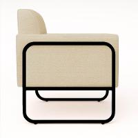 Poltrona Sala Industrial Alta Tubo Preto Kit 2 Elisa Linho D03 - D'rossi Cor Bege - 6