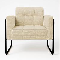 Poltrona Sala Industrial Alta Tubo Preto Kit 2 Elisa Linho D03 - D'rossi Cor Bege - 7