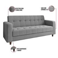 Sofá 2 Lugares E 2 Poltronas Pé Madeira Tabaco Arezo Linho D01 - D'rossi Cor A26 Grafite - 6