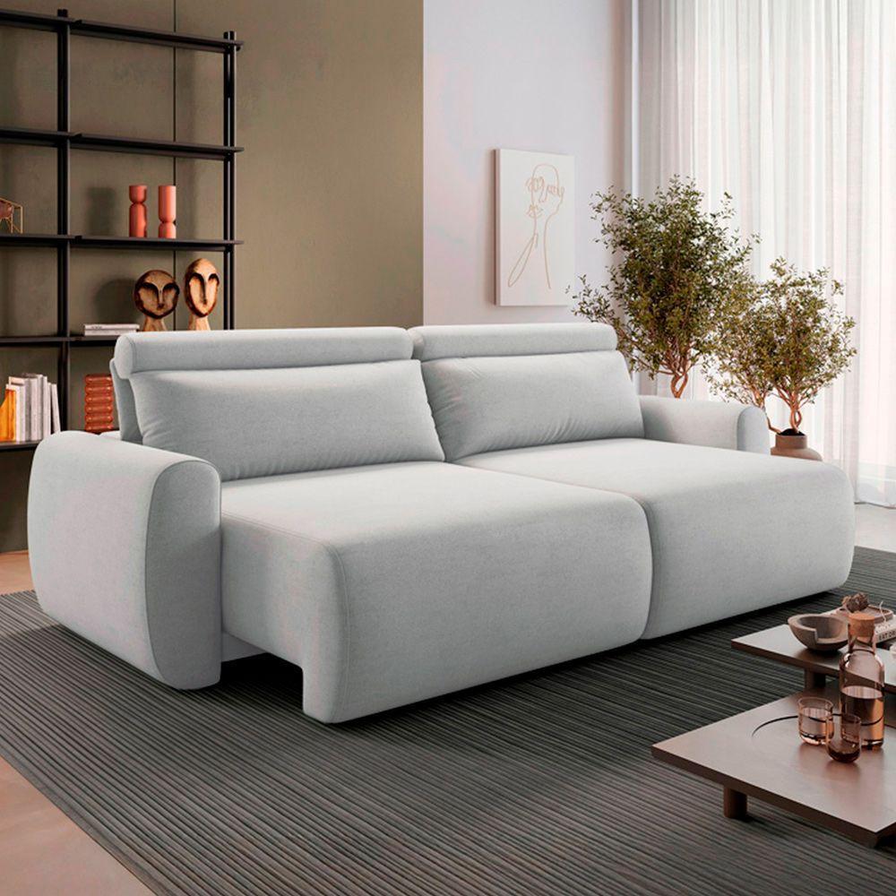 Sofá Retrátil E Reclinável Peony 2,40m Linho Cor Cinza Claro 2371 - 5