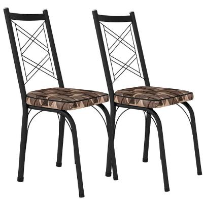 Kit 2 Cadeiras Tubular Europa 143 Preto Assento Mosaico Artef Mosaico Palha
