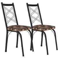 Kit 2 Cadeiras Tubular Europa 143 Preto Assento Mosaico Artef Mosaico Palha - 1