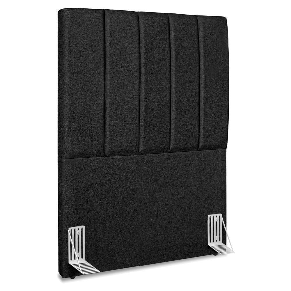 Cabeceira Solteiro 90 Cm Com Frame Dalia Linho Preto Artte Preto - 1