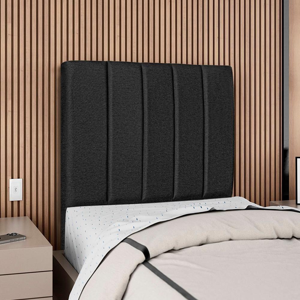Cabeceira Solteiro 90 Cm Com Frame Dalia Linho Preto Artte Preto - 2