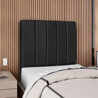 Cabeceira Solteiro 90 Cm Com Frame Dalia Linho Preto Artte Preto - 2