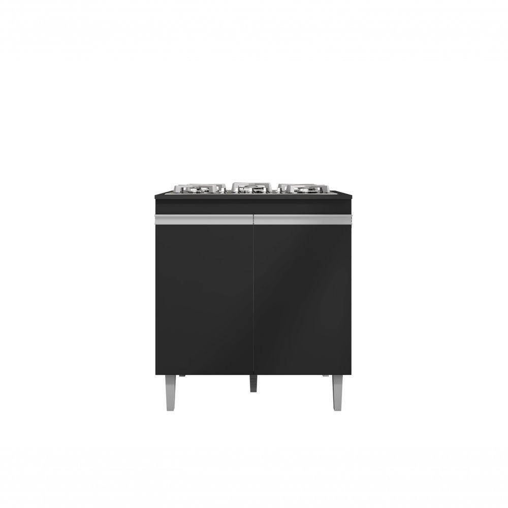 Balcão Cooktop Andreia 4 Ou 5 Bocas Preto - Ajl Móveis Cor Cinza-escuro - 1