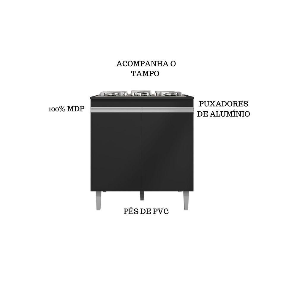 Balcão Cooktop Andreia 4 Ou 5 Bocas Preto - Ajl Móveis Cor Cinza-escuro - 3