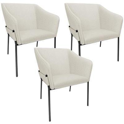 Kit 3 Cadeiras Para Sala De Jantar Estar Living Olívia L02 Linho Champagne - Lyam Decor