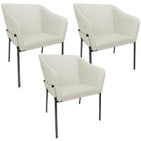 Kit 3 Cadeiras Para Sala De Jantar Estar Living Olívia L02 Linho Champagne - Lyam Decor - 1