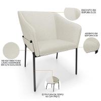 Kit 3 Cadeiras Para Sala De Jantar Estar Living Olívia L02 Linho Champagne - Lyam Decor