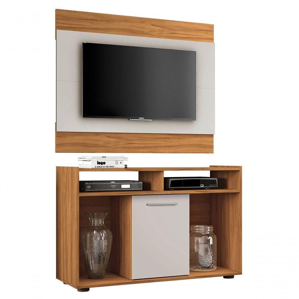 Rack Com Painel Show Freijó Com Off White - Notável - 1