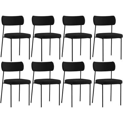 Kit 08 Cadeiras Decorativas Estofadas Para Sala De Jantar Melina L02 Poliéster Preto - Lyam