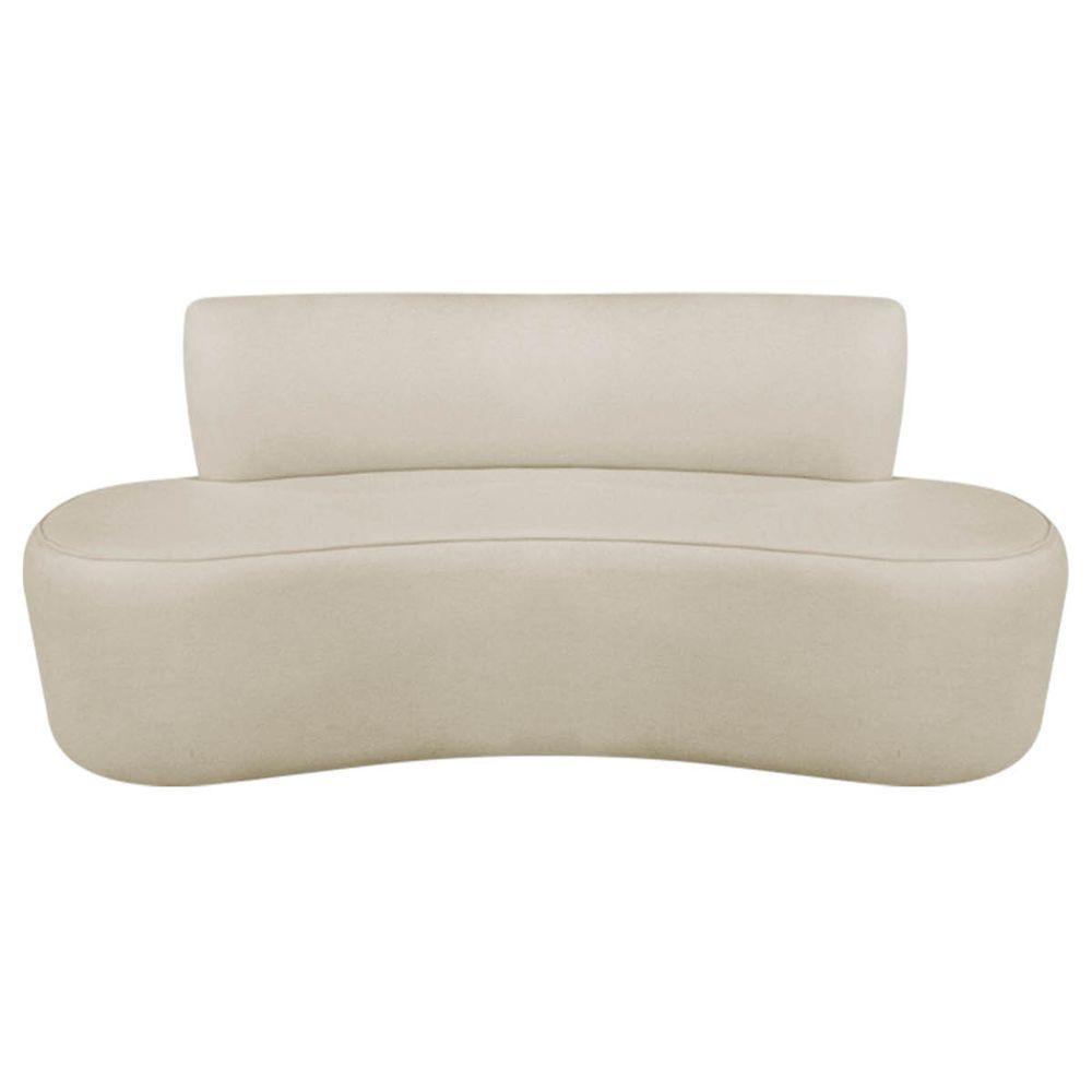 Kit Recamier Curvo Amsterdã 140cm E Poltrona Amore Luxo Bouclé Cor Bege - 8