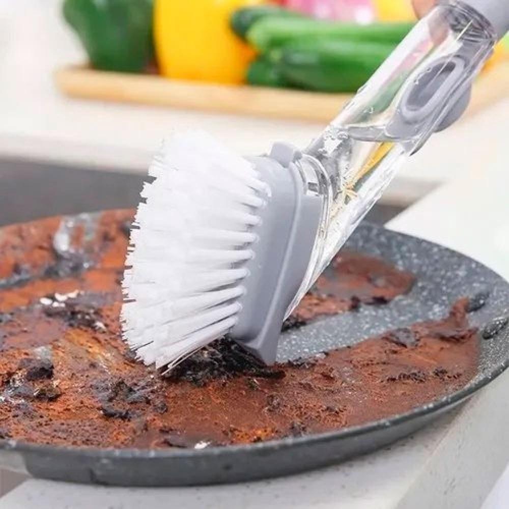 Escova Limpeza Lava Louça Automática Dispenser Detergente 4 Em 1 Multifuncional Raspa Esponja Grelha Churrasqueira Banhe - 4