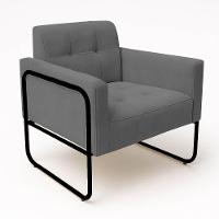 Poltrona Sala Industrial Alta Tubo Preto Kit 2 Elisa Suede Grafite D03 - D'rossi - 5