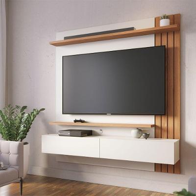 Painel Tv 65 Pol 150cm Bancada Suspensa Ripado Luca Off White Matte/freijó C04 - D'rossi