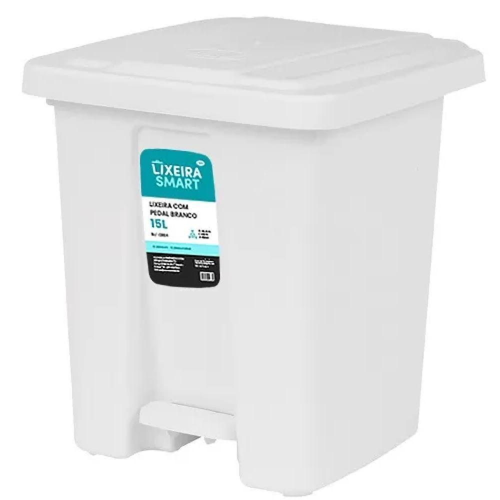 Lixeira Pedal 15 Litros Grande Cesto De Lixo Casa Banheiro Cozinha Comercio Coleta Seletiva Reforcada Plastico - 3
