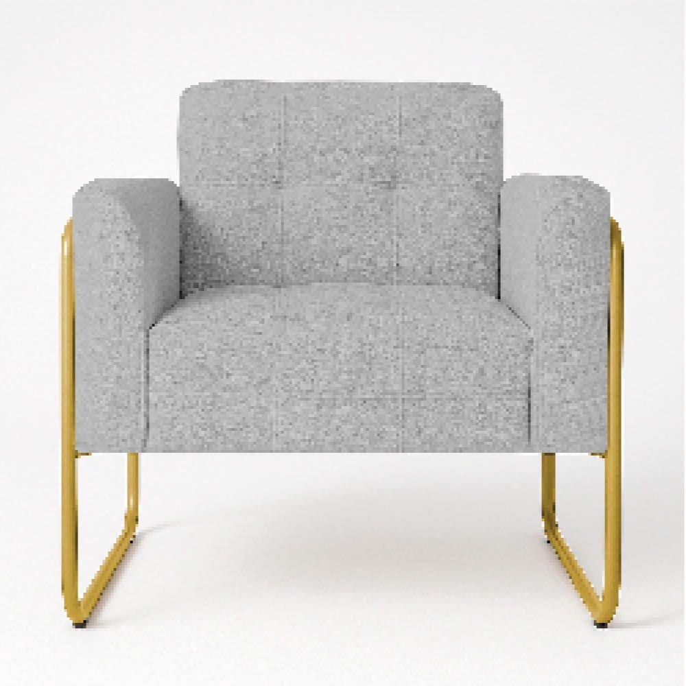 Poltrona Sala Industrial Alta Tubo Dourado Elisa Bouclê Cinza D03 - D'rossi - 2