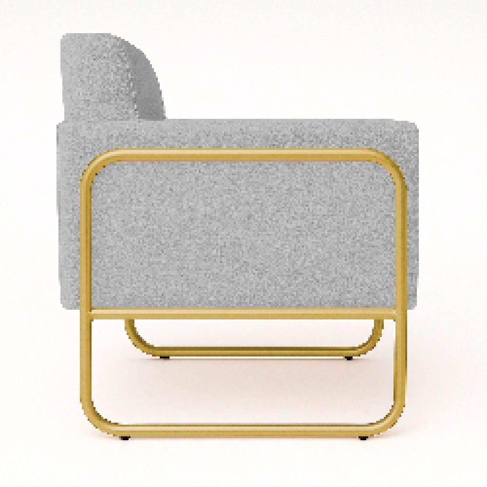 Poltrona Sala Industrial Alta Tubo Dourado Elisa Bouclê Cinza D03 - D'rossi - 6