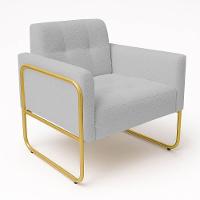 Poltrona Sala Industrial Alta Tubo Dourado Elisa Bouclê Cinza D03 - D'rossi - 5