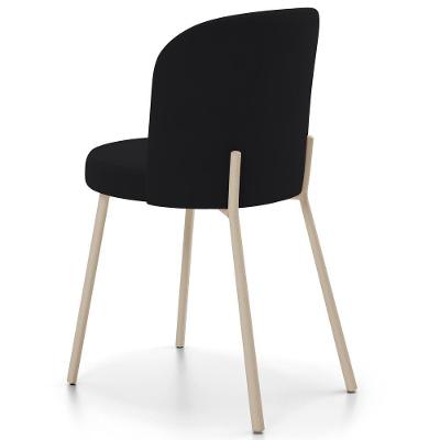 Kit 04 Cadeiras Gavi Arena L02 em Aço Estofada em Suede Preto para Cozinha e Sala