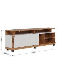 Rack Bancada Jurerê 1.8 Com Mesa De Centro Jeri Freijó Off White Matte E Aparador Riviera Freijó – Colibri