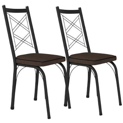 Kit 2 Cadeiras Tubular Europa 143 Preto Assento Artef Madeira Imbuia