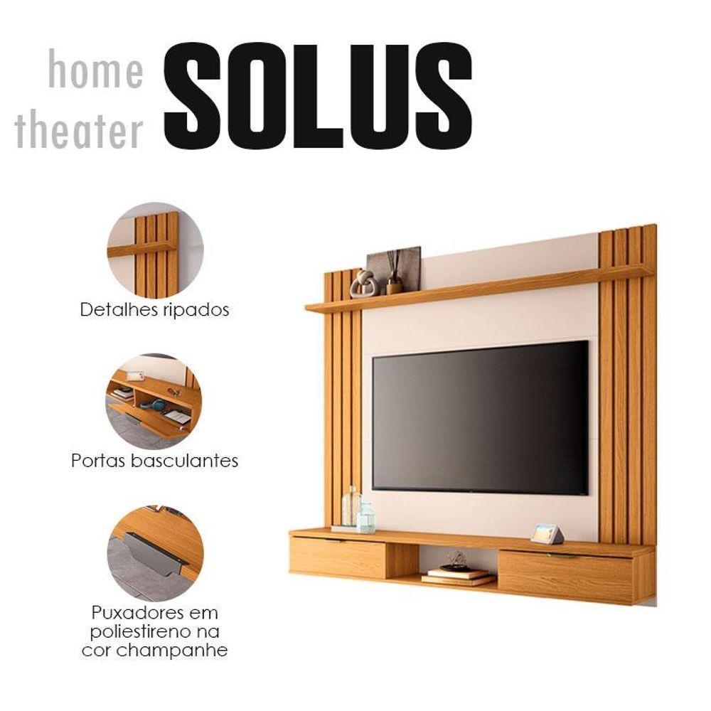 Painel Para Tv Suspenso Solus E Mesa De Centro Cadenza Cinamomo Off White - Hb Móveis - 3