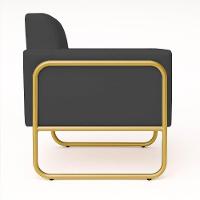 Poltrona Sala Industrial Alta Tubo Dourado Kit 2 Elisa Sintético D03 - D'rossi Cor Grafite - 3